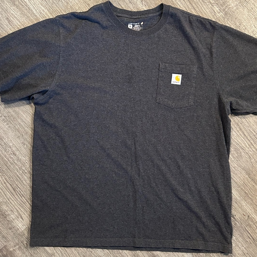 Carhartt Pocket T-Shirt Dark Gray Loose Fit Workwear Tee XL